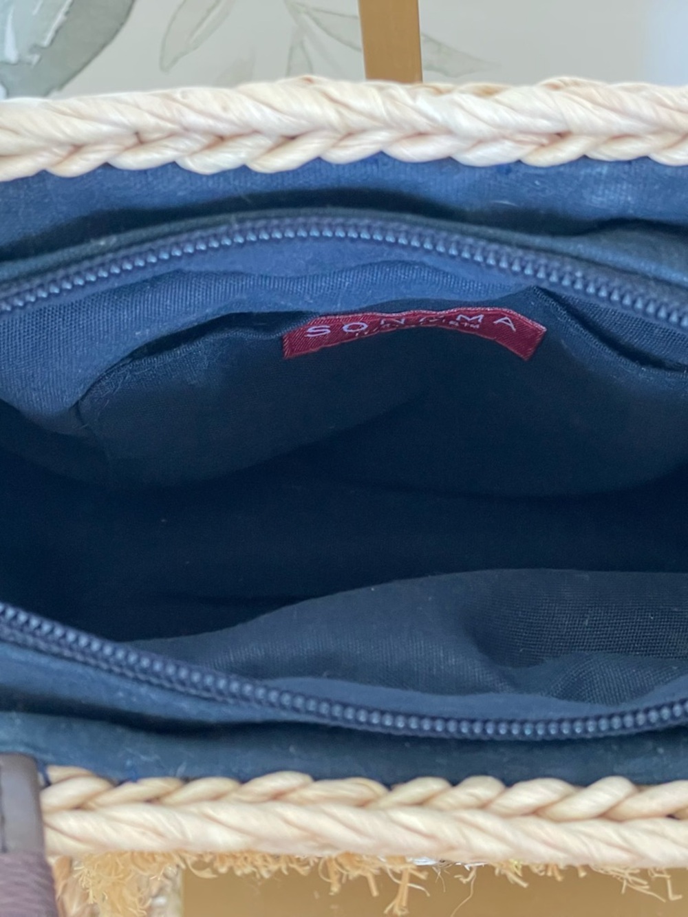 Woven Straw Sailboat Vacation Tote Bag - Natural with Euro Summer Straw Details - Picture 5 of 7